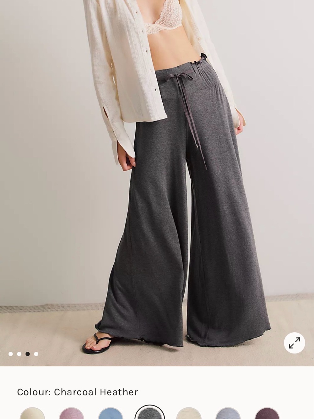 Free People Charcoal Heather Wide-Leg Lounge Pants